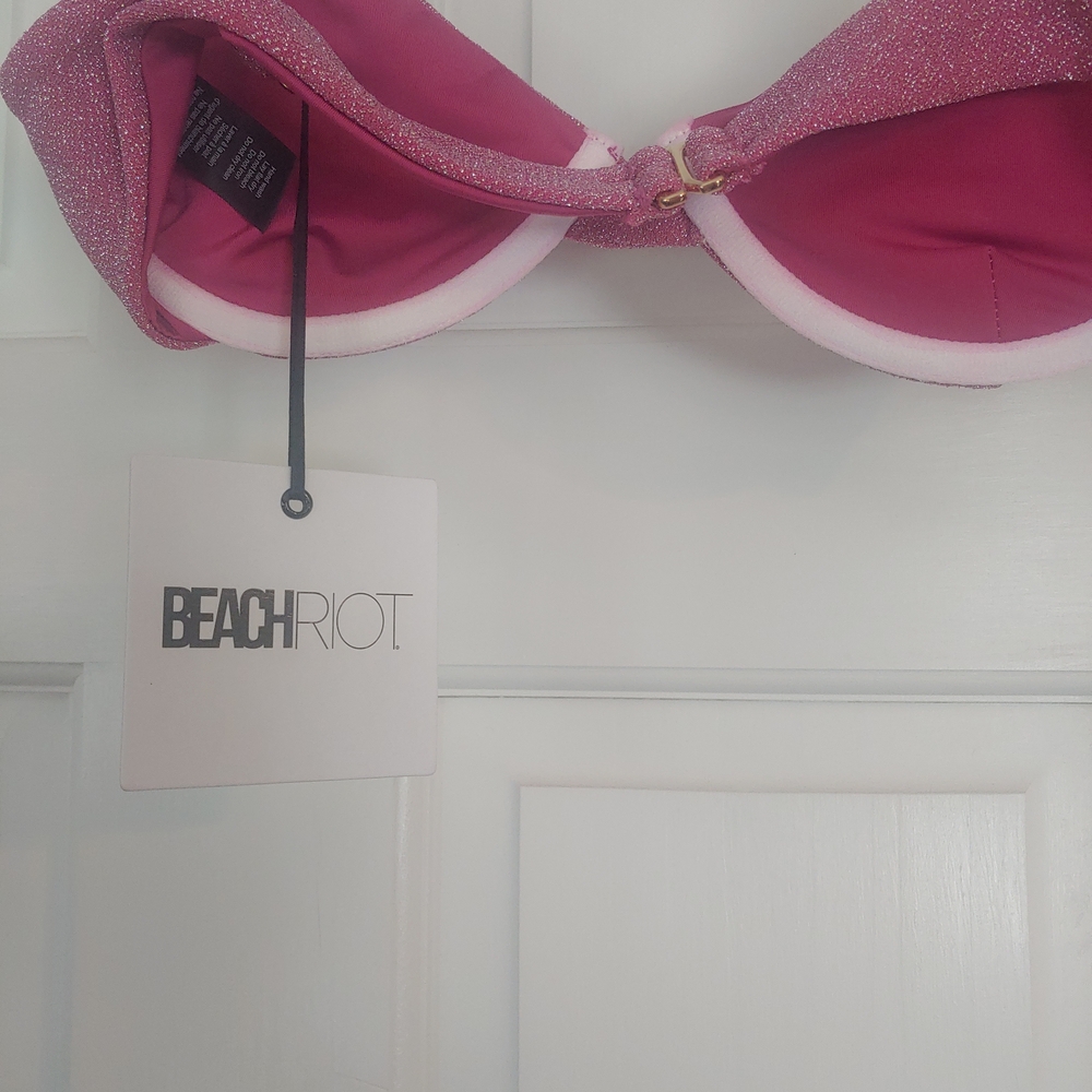 Beach Riot Pink Shimmery Two-Piece Bikini Set - Picture 7 of 9